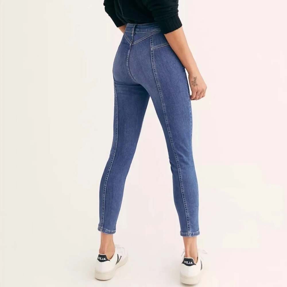 We The Free Riley Skinny Jeans Womens 25 Blue Denim Daybreak Seamed High Rise - Picture 10 of 16